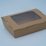 علب كرفت بني غطاء متصل نافذه 25 اونز